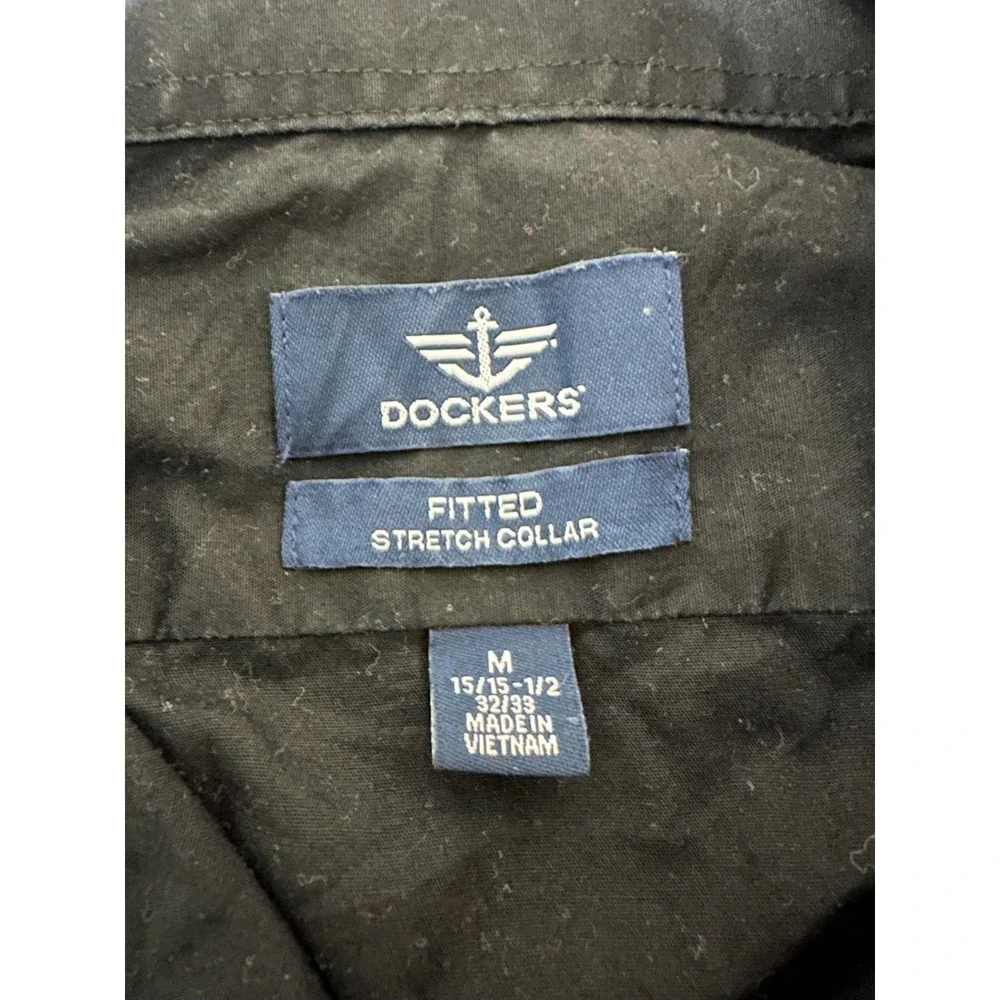 Dockers Fitted Men's 15/15 1/2‎ 32/33 M Black Long Sleeve Shirt